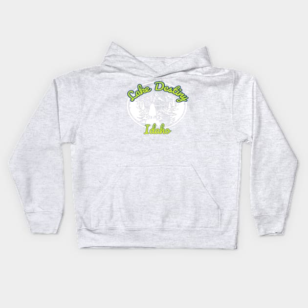 Lake Destiny, Idaho (White) Kids Hoodie by ILLannoyed 